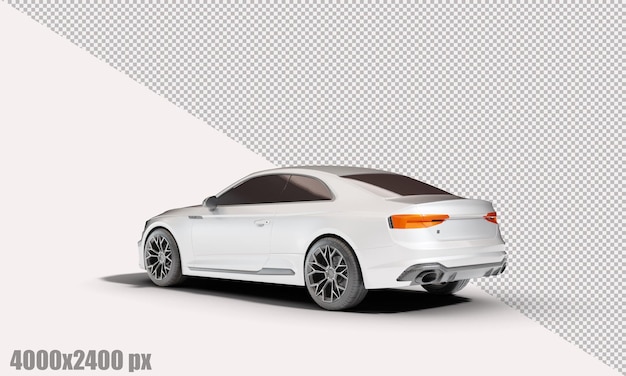 Coche sedán blanco realista en render 3d