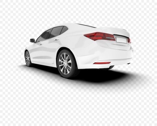 Coche sedán blanco sobre un fondo transparente