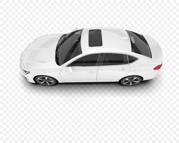 Coche sedán blanco con techo solar desde arriba
