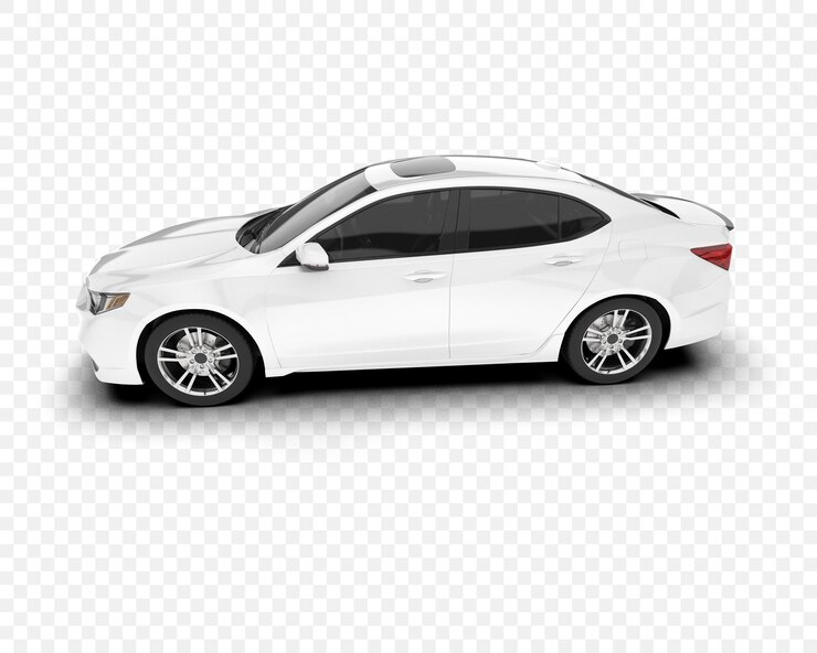 PSD coche sedán blanco con techo solar