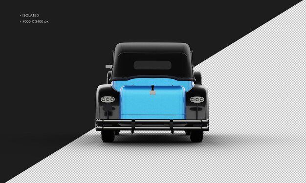 Coche sedán de ciudad clásico elegante azul brillante realista aislado desde la vista trasera