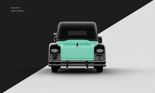 Coche sedán de ciudad clásico elegante verde brillante realista aislado desde la vista trasera