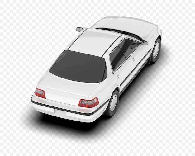 Coche sedán clásico blanco aislado sobre un fondo transparente