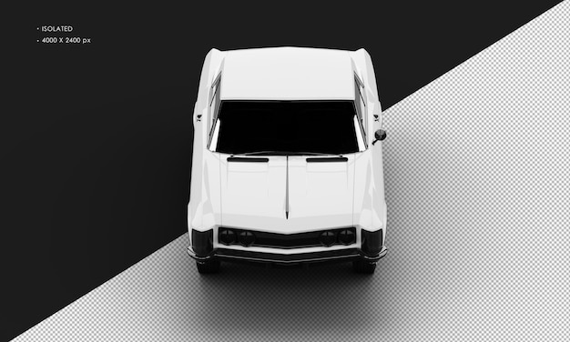 Coche sedán elegante clásico blanco brillante realista aislado desde la vista frontal superior