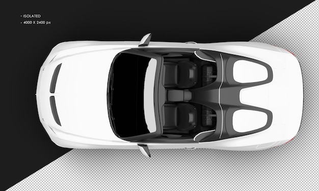 Coche sedán grand tourer exclusivo blanco metálico realista aislado desde la vista superior