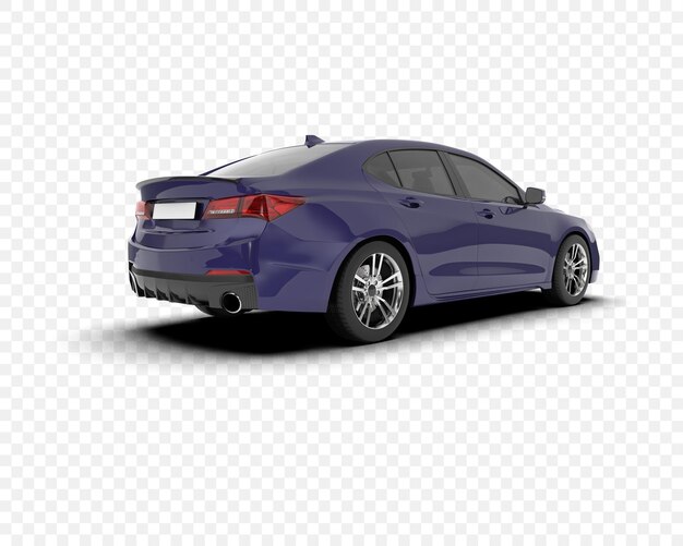 Coche sedán de lujo azul aislado sobre un fondo blanco