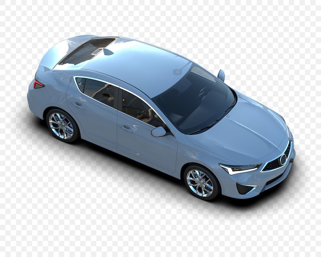 Coche sedán de lujo azul aislado sobre un fondo blanco