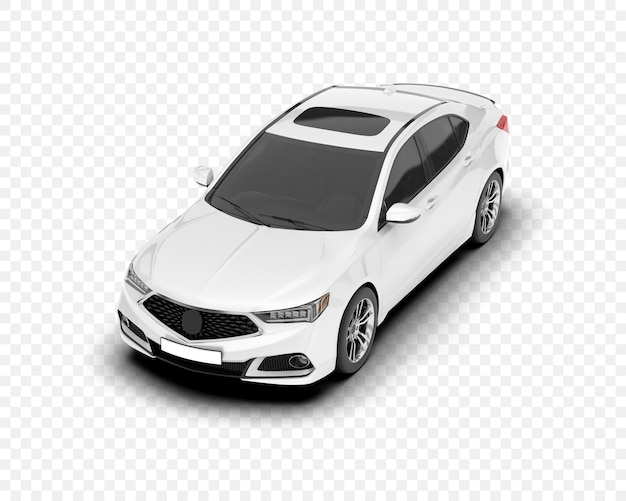 Coche sedán de lujo blanco aislado sobre un fondo blanco