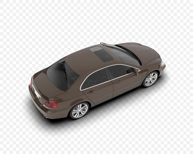 Coche sedán de lujo marrón con techo solar desde una perspectiva de ángulo alto