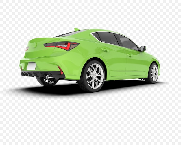 Coche sedán moderno verde aislado sobre un fondo transparente