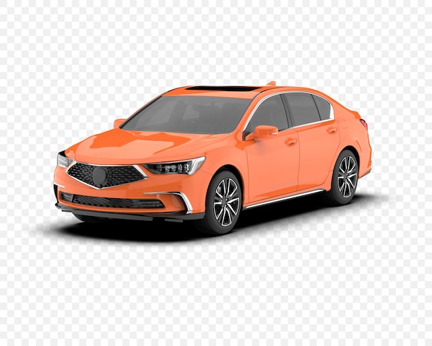 El coche sedán naranja