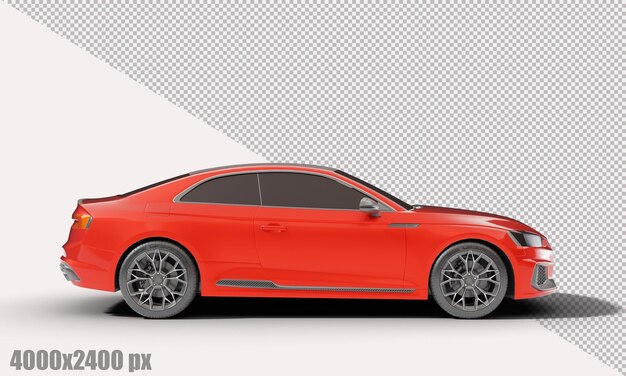 Coche sedán rojo realista en render 3d