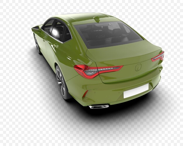 Coche sedán verde aislado sobre un fondo blanco