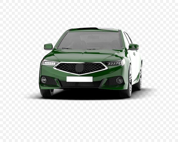Coche sedán verde aislado sobre un fondo transparente