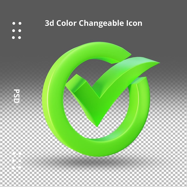 Coche Signe Approuvé Ui Icône Rendu 3d