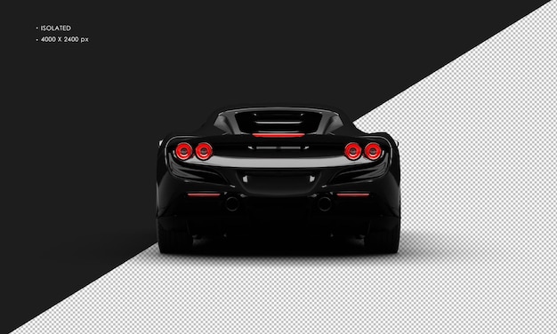 Coche súper deportivo de alto rendimiento negro metálico realista aislado desde la vista trasera