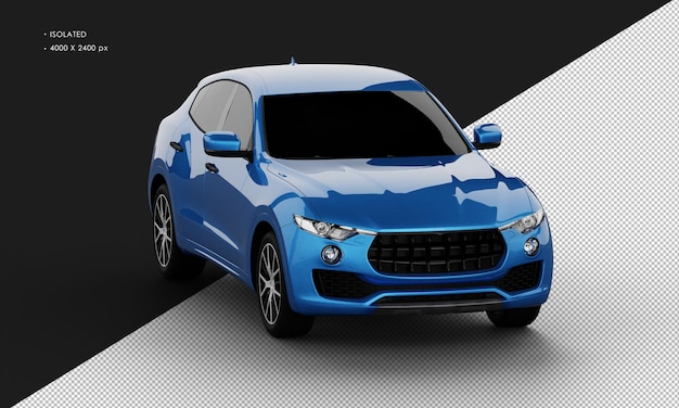 PSD coche suv deportivo de ciudad moderna azul brillante realista aislado desde la vista del ángulo frontal derecho
