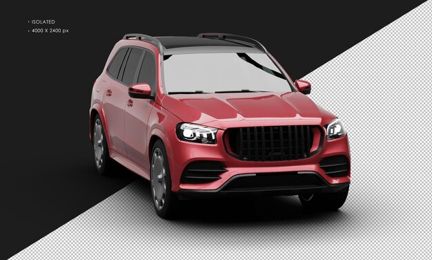 PSD coche suv deportivo moderno de alto rendimiento rojo metálico realista aislado desde la vista del ángulo frontal derecho