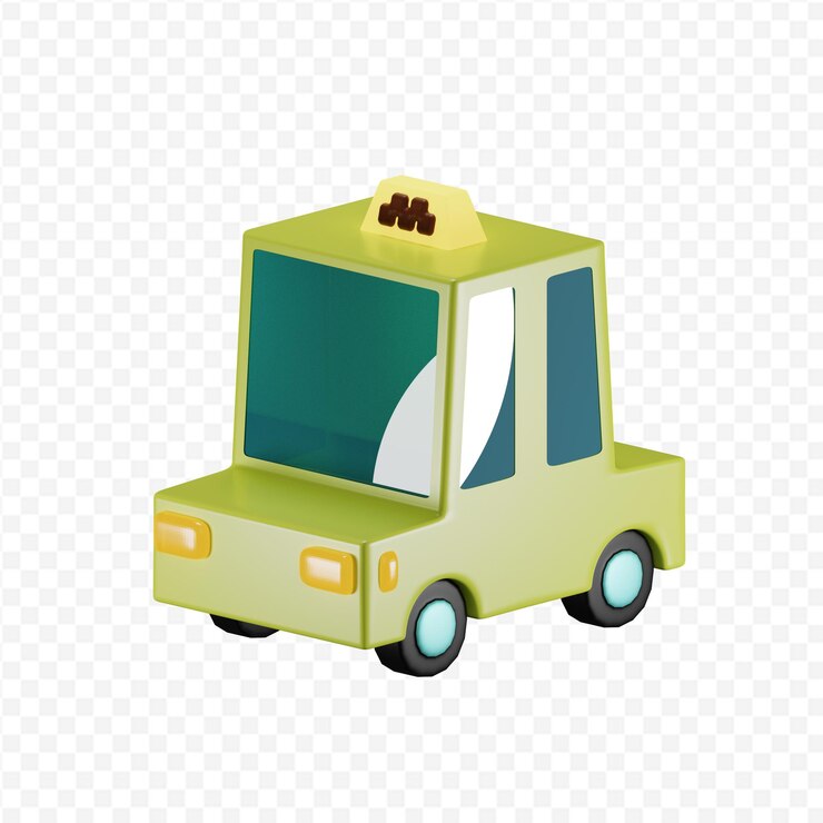 PSD coche de taxi amarillo lindo modelo 3d
