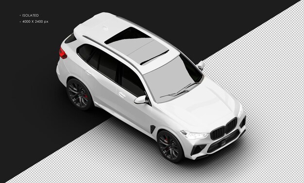 PSD coche todoterreno de lujo blanco metálico realista aislado desde la vista frontal superior derecha