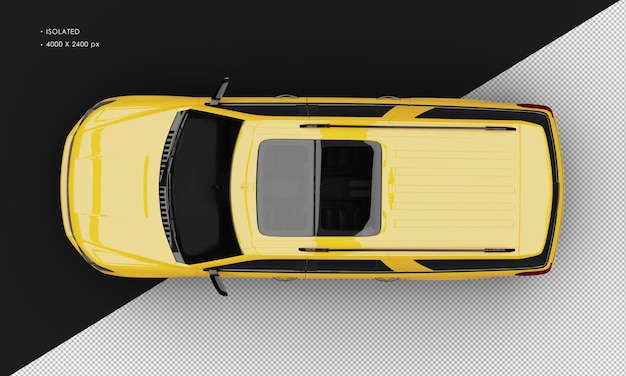 PSD coche todoterreno moderno de lujo naranja brillante aislado realista desde la vista superior