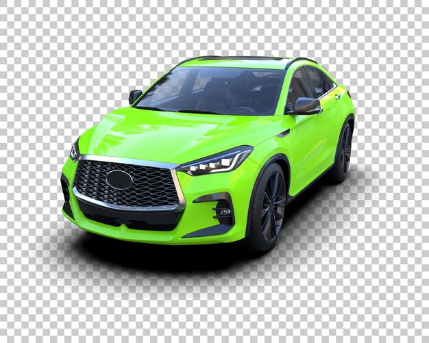 un coche verde con el capó arriba y los faros encendidos