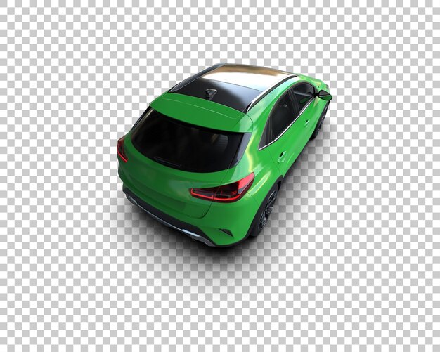 un coche verde con un techo negro se muestra con una luz trasera roja