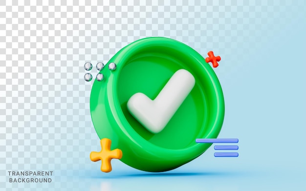 coche verte symbole correct droit approuver confirmer accepté choisir icône de rendu 3d positif