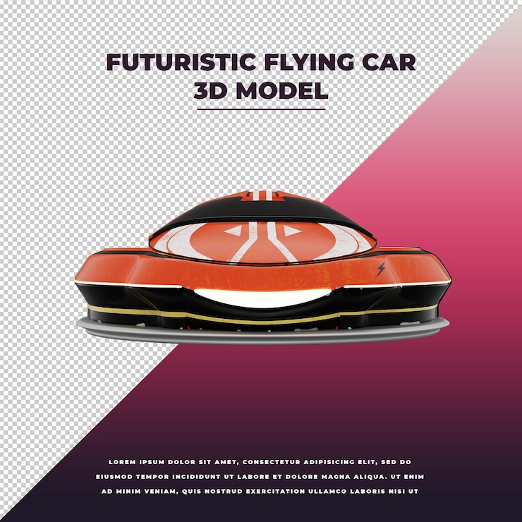 PSD coche volador futurista 3d aislado