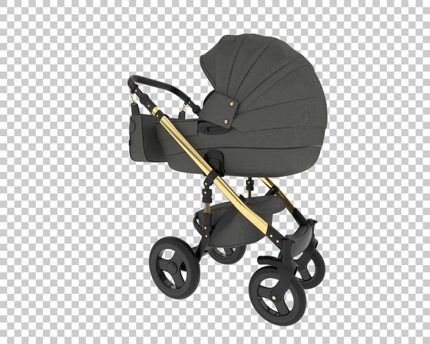 El cochecito aislado en el fondo de la ilustración de renderización 3D