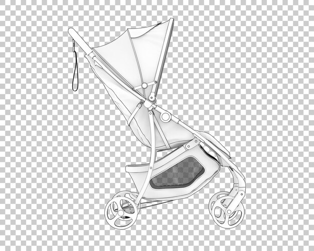Cochecito aislado sobre fondo transparente Ilustración de renderizado 3d