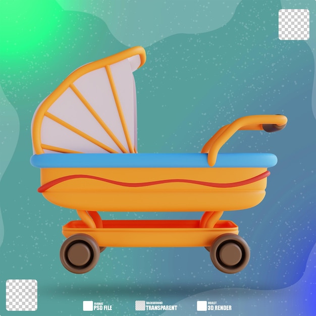 Cochecito de ilustración 3D