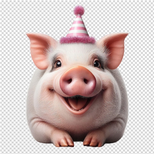 Un Cochon Avec Un Chapeau De Fête Sur La Tête