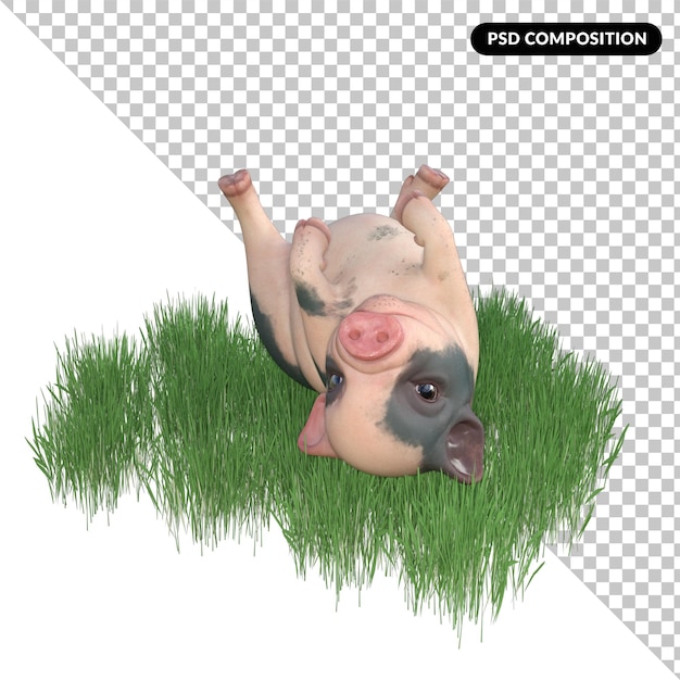 PSD cochon drôle isolé 3d