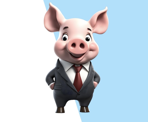 PSD cochon mignon en 3d avec costume