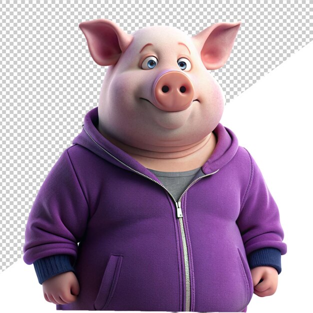 PSD un cochon mignon en veste sur un fond transparent