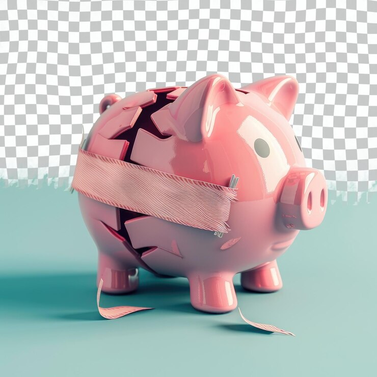 PSD un cochon rose avec un bandage sur la tête et un bandage autour du cou