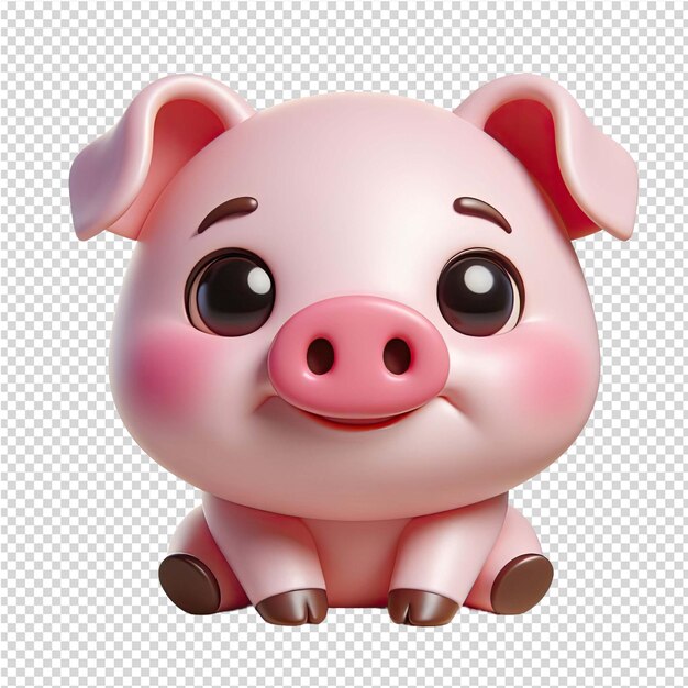 PSD un cochon rose avec un nez rose et un œil noir