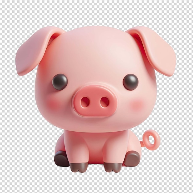 PSD un cochon rose avec un nez rose et des yeux noirs