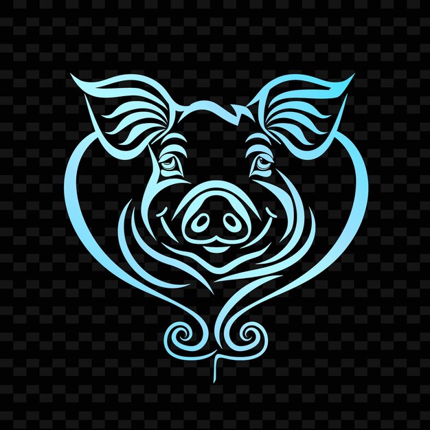 PSD un cochon avec un visage bleu sur le visage