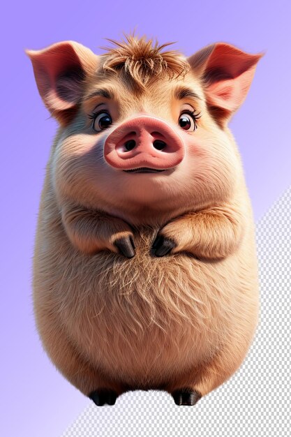 PSD un cochon avec un visage de cochon qui dit cochon sur lui