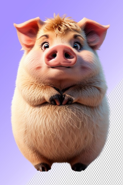 PSD un cochon avec un visage de cochon qui a une étiquette dessus