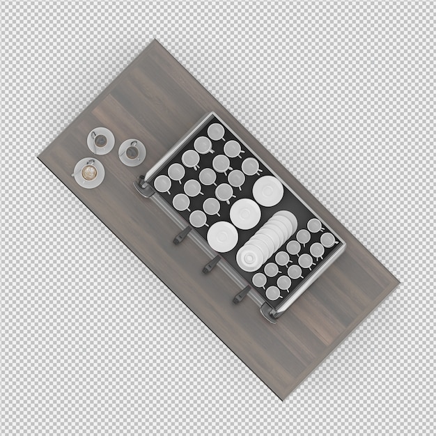 Cocina isométrica en 3D render