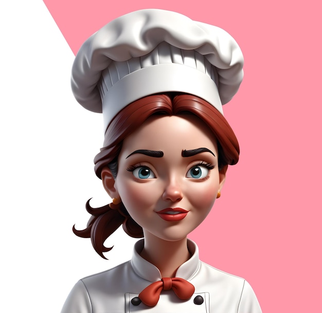 PSD cocinero de mujer feliz 3d con uniforme