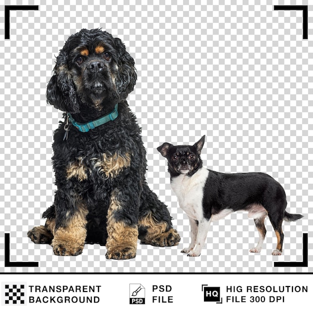 Cocker Spaniel e Chihuahua posando em um fundo transparente