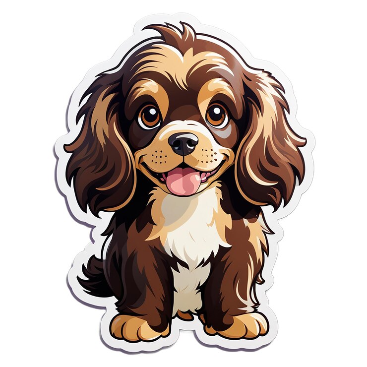 PSD cocker spaniel con pelo de chocolate se adjunta una etiqueta