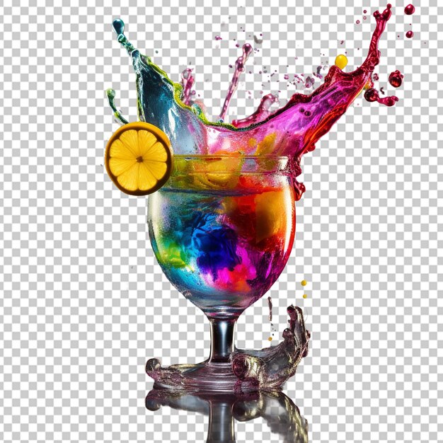 PSD cocktail coloré en verre avec splash