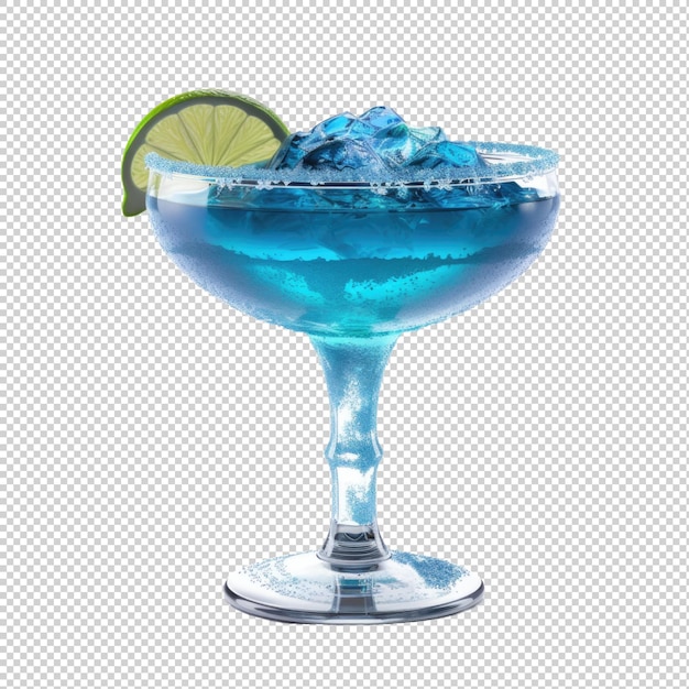 Cocktail Margarita bleu congelé isolé sur fond transparent IA générative