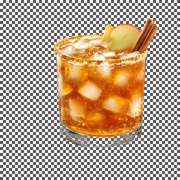 Cocktail de moonshine de tarte aux pommes fraîche isolé sur un fond transparent