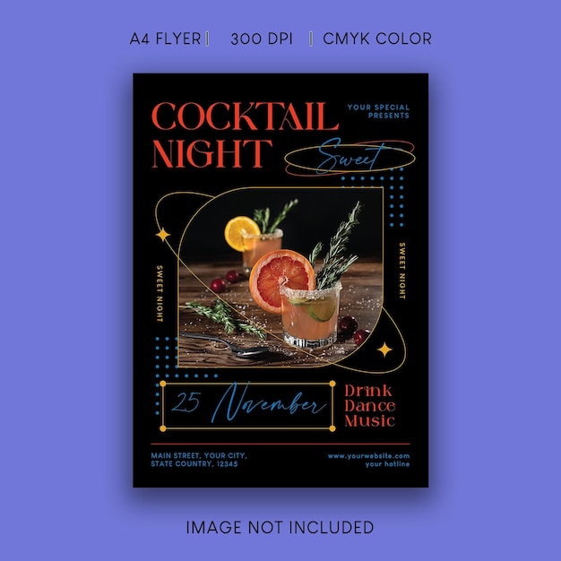 PSD cocktail-nachtflyer